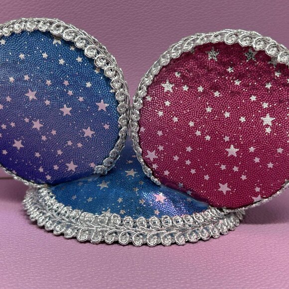 Silver Pink and Blue Metallic HANDMADE Mouse Ear Hat/ Fascinator Hat - Picture 4 of 7